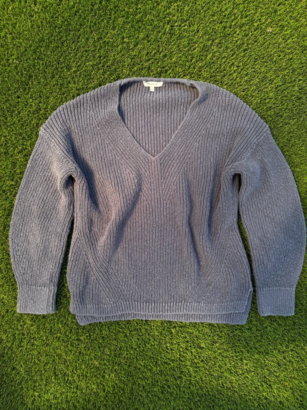 Madewell - Women's V-Neck Gray Knit Sweater